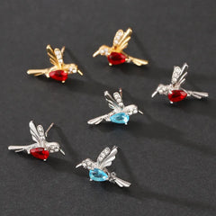 Silver Blue Crystal Bird Stud Earrings for Women | Elegant Nature-Inspired Jewelry – The Mirage Fashion