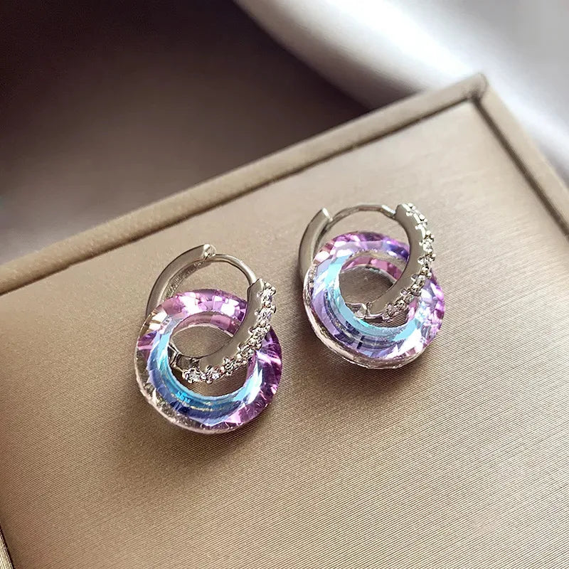 Pastel Crystal Hoop Earrings with Rhinestone Accents – Elegant Statement Jewellery by The Mirage Fashion