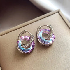 Pastel Crystal Hoop Earrings with Rhinestone Accents – Elegant Statement Jewellery by The Mirage Fashion