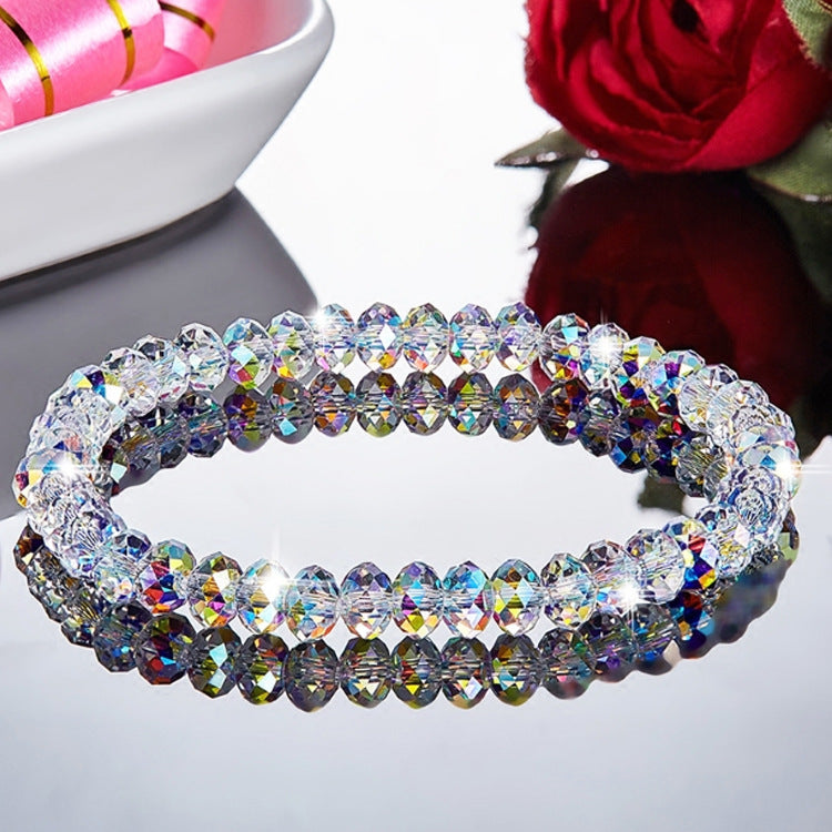White  Faceted Crystal Stretch Bracelet for Women | Rainbow Party Wear Bracelet