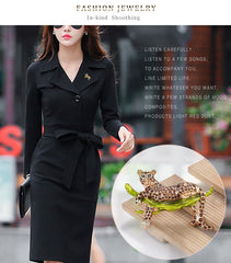 Luxury Leopard Brooch | Designer Animal Brooch in Gold Finish – The Mirage Fashion