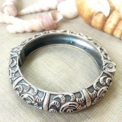 Mirage  Ethnic Embossed  Silver  kada  (Single Pic)