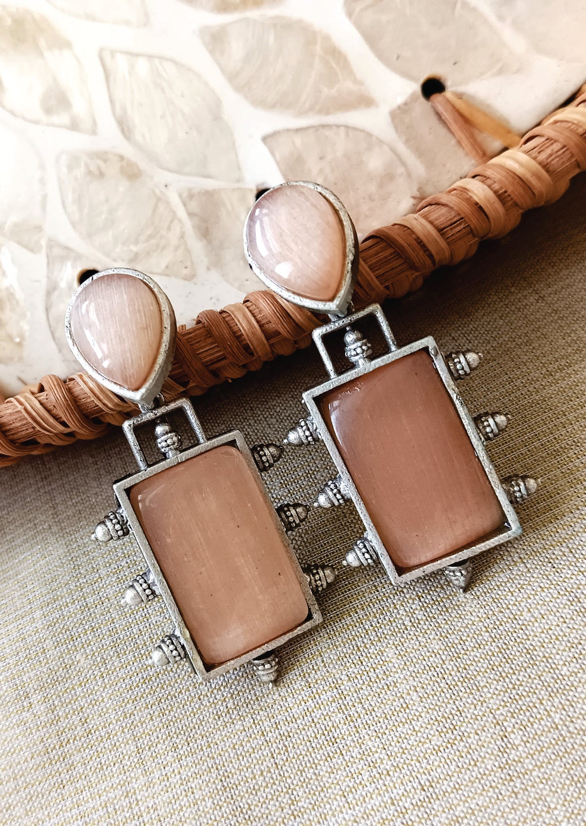 Mirage  -Beautiful   oxidize dangle drop earing in unique color monzonite stones .