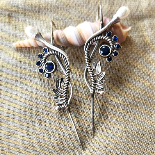 Mirage  Pearl white  and Blue Unique stylish  Ear Cuff Earrings