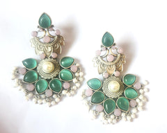 Mirage -Royal Crescent Chandbali Earrings with Pearl Center – Available in Multiple Colors