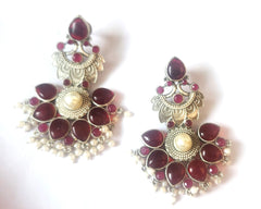 Mirage -Royal Crescent Chandbali Earrings with Pearl Center – Available in Multiple Colors