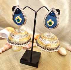 Mirage - Royal Dome Jhumka Earrings with Beaded Drop – Available in Red, Green, Mint Green & Yellow