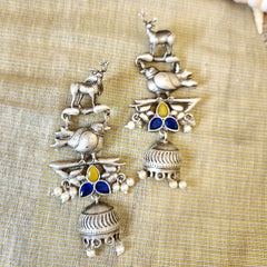 Mirage - Oxidized Silver Animal Motif Jhumka Earrings