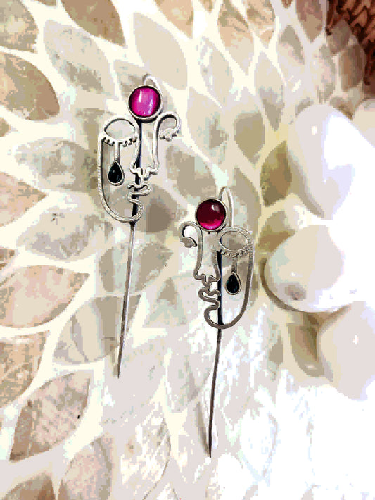 Picasso Muse Abstract Face Sculptural Ear Cuff Earrings