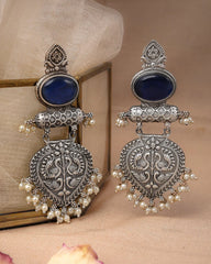 Mirage - Beautiful Traditional Oxidized Long Stone earrings