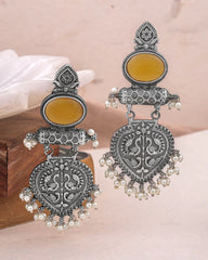 Mirage - Beautiful Traditional Oxidized Long Stone earrings