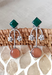 Mirage  - Duel color big floral light weight stylish earrings .