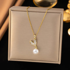 Pearl Heart Pendant Necklace & Hoop Earrings Set | 18K Gold Plated Jewellery