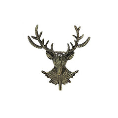 Vintage Stag Head Brooch – Antique Finish Deer Lapel Pin Statement Jewelry