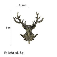 Vintage Stag Head Brooch – Antique Finish Deer Lapel Pin Statement Jewelry