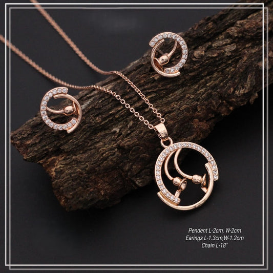 MIRAGE - Round stylish pendent earing set with chain 