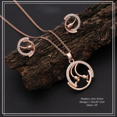 MIRAGE - Round stylish pendent earing set with chain 