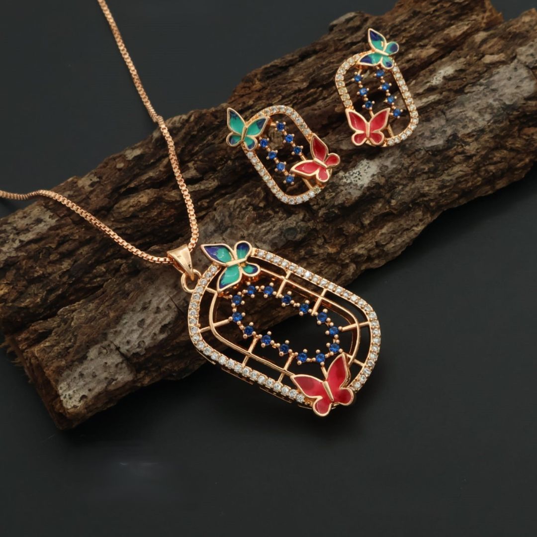 AD Diamond Rose Gold Pendant – Timeless Luxury and Sparkle
