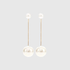 Mirage -New Dual silver & Golden Long top Pearl Chain Earrings | Simple stylish long pearl hanging earrings