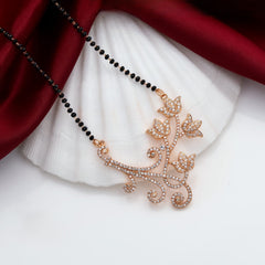 Mirage -  Elegant Gold Mangalsutra with Floral Diamond Pendant Design