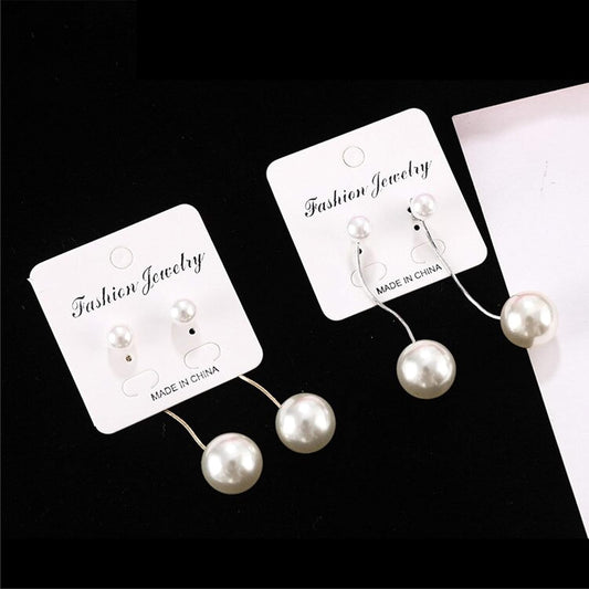 Mirage -New Dual silver & Golden Long top Pearl Chain Earrings | Simple stylish long pearl hanging earrings