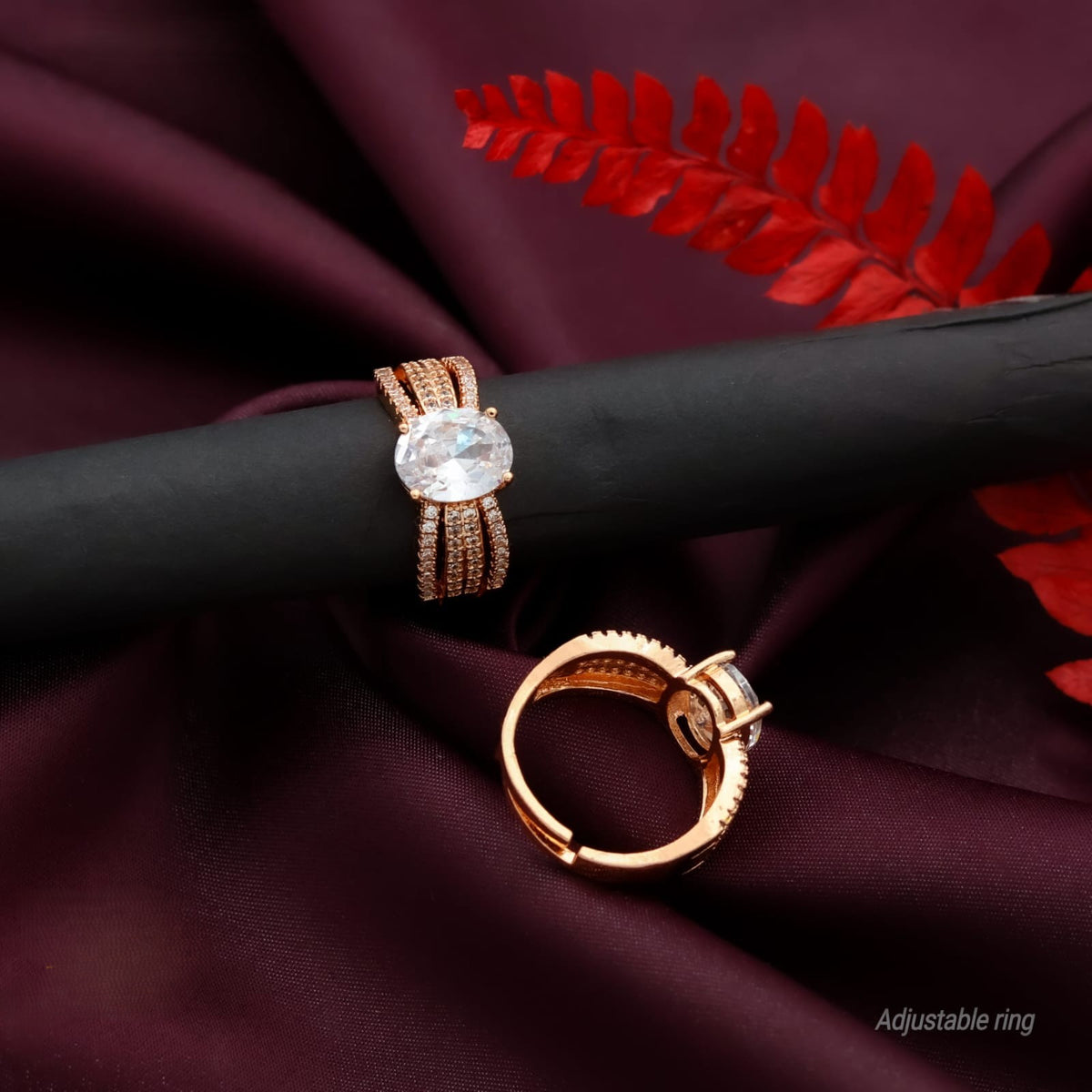 Mirage - Designer Big Stone CZ Adjustable Ring for Women