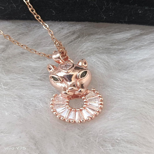 Mirage stylish beast face with green eyes pendant with chain