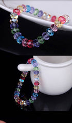 Multicolor Faceted Crystal Stretch Bracelet for Women | Rainbow Party Wear Bracelet