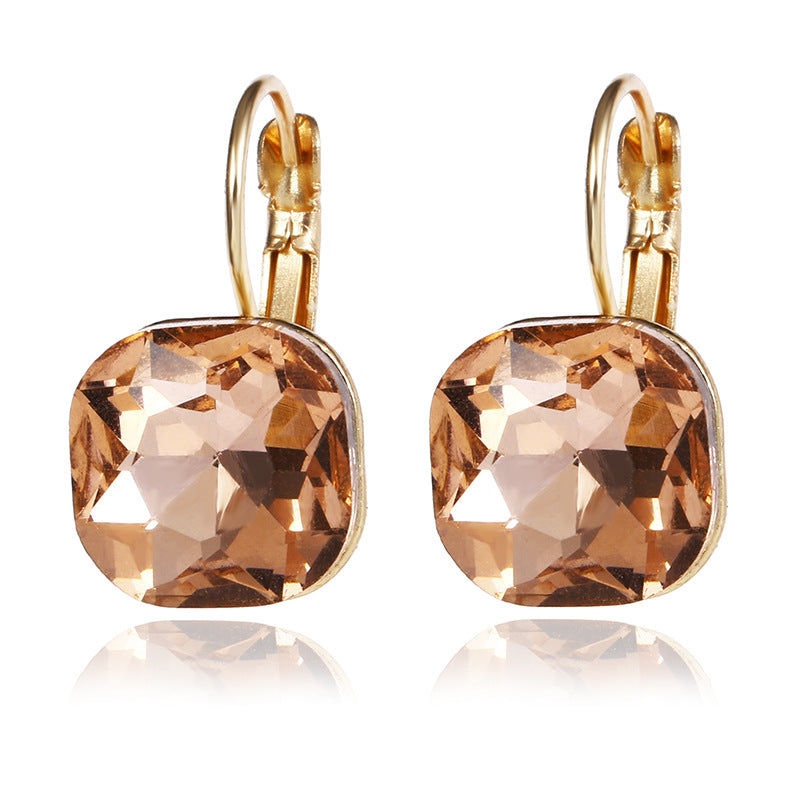 fashion geometric alloy inlay artificial gemstones women's drop earrings 1 pair