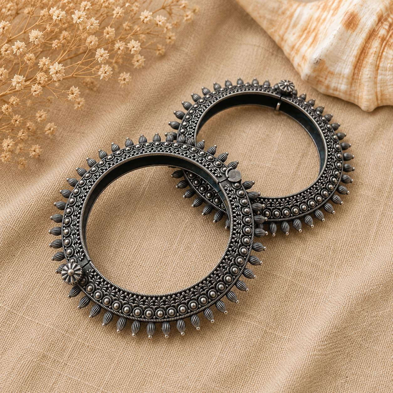 Antique Oxidized Kada Bangles for Women with Traditional Handcrafted Detailing | The Mirage Fashion