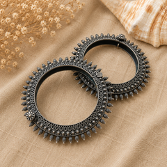 Antique Oxidized Kada Bangles for Women with Traditional Handcrafted Detailing | The Mirage Fashion