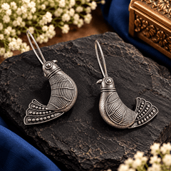 Vintage Birdsong Oxidized Silver Statement Earrings | The Mirage Fashion