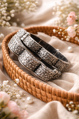Antique Oxidized Floral  Motif Bangles – Traditional Ethnic Jewelry  (Single Pic)