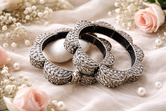 Antique Oxidized Floral  Motif Bangles