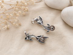 Antique Silver Koi Fish Ear Cuff Earrings – Nature Inspired Statement Ear Climber Earrings for Women | The Mirage Fashion