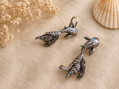 Antique Silver Koi Fish Ear Cuff Earrings – Nature Inspired Statement Ear Climber Earrings for Women