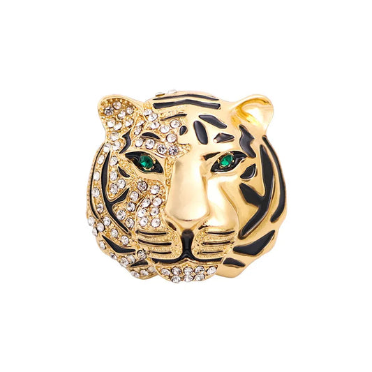 Royal Tiger Head Brooch – Luxury Gold & Silver Finish Tiger Lapel Pin for Men