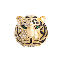 Royal Tiger Head Brooch – Luxury Gold & Silver Finish Tiger Lapel Pin for Men