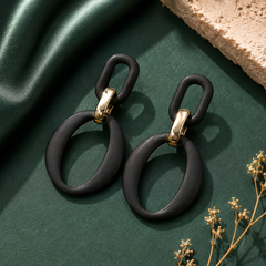 Black Geometric Statement Earrings