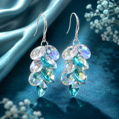 Multicolor Crystal Leaf Drop Earrings for Women | The Mirage Fashion