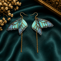 Blue butterfly long chain drop earrings for women by The Mirage Fashion