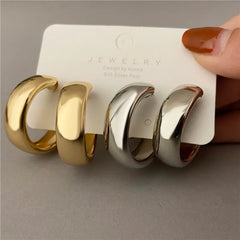 Gold & Silver C-Hoop Earrings for Women | Minimal Chunky Statement Jewelry – The Mirage Fashion