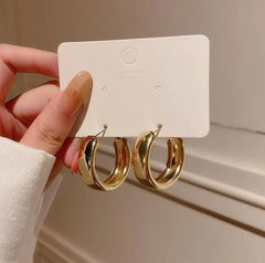 Gold & Silver C-Hoop Earrings for Women | Minimal Chunky Statement Jewelry – The Mirage Fashion