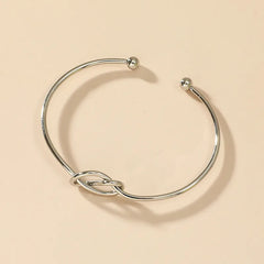 Minimal Knot Silver Open Kada for Women – Adjustable Contemporary Cuff Bracelet