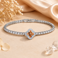Clover Crystal Tennis Bracelet for Women  Adjustable Charm Bracelet  The Mirage Fashion