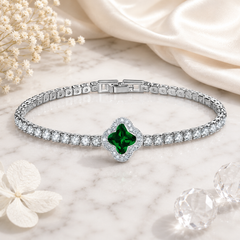 Clover Crystal Tennis Bracelet for Women  Adjustable Charm Bracelet  The Mirage Fashion 