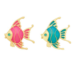Elegant Fish Brooch Pin – Gold & Turquoise Enamel Cute Fish Lapel Brooch for Women & Kids