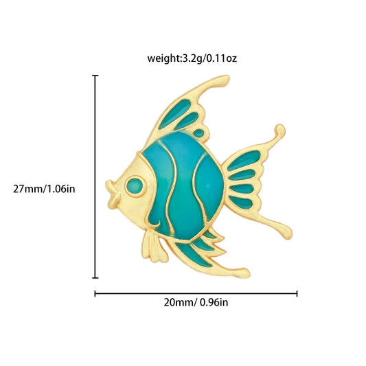 Elegant Fish Brooch Pin – Gold & Turquoise Enamel Cute Fish Lapel Brooch for Women & Kids