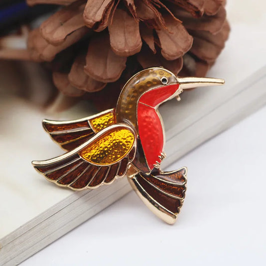 Colorful Bird Brooch Pin – Gold Tone Enamel Flying Bird Lapel Pin for Women & Men