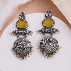 Mirage - Beautiful Traditional Oxidized Long Stone earrings